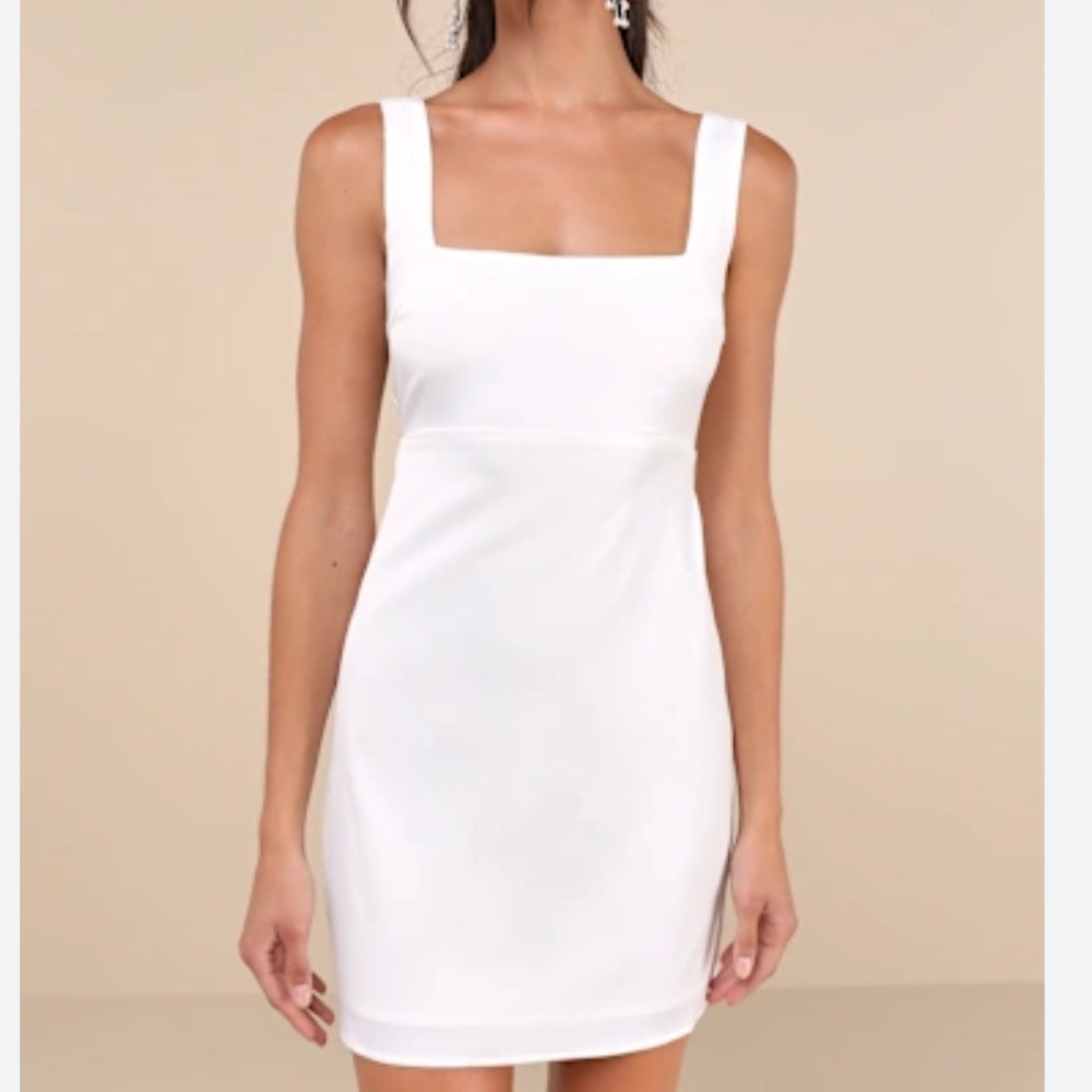Lulus | NWT White Mini Dress with Bow Detail in Back | Size Large